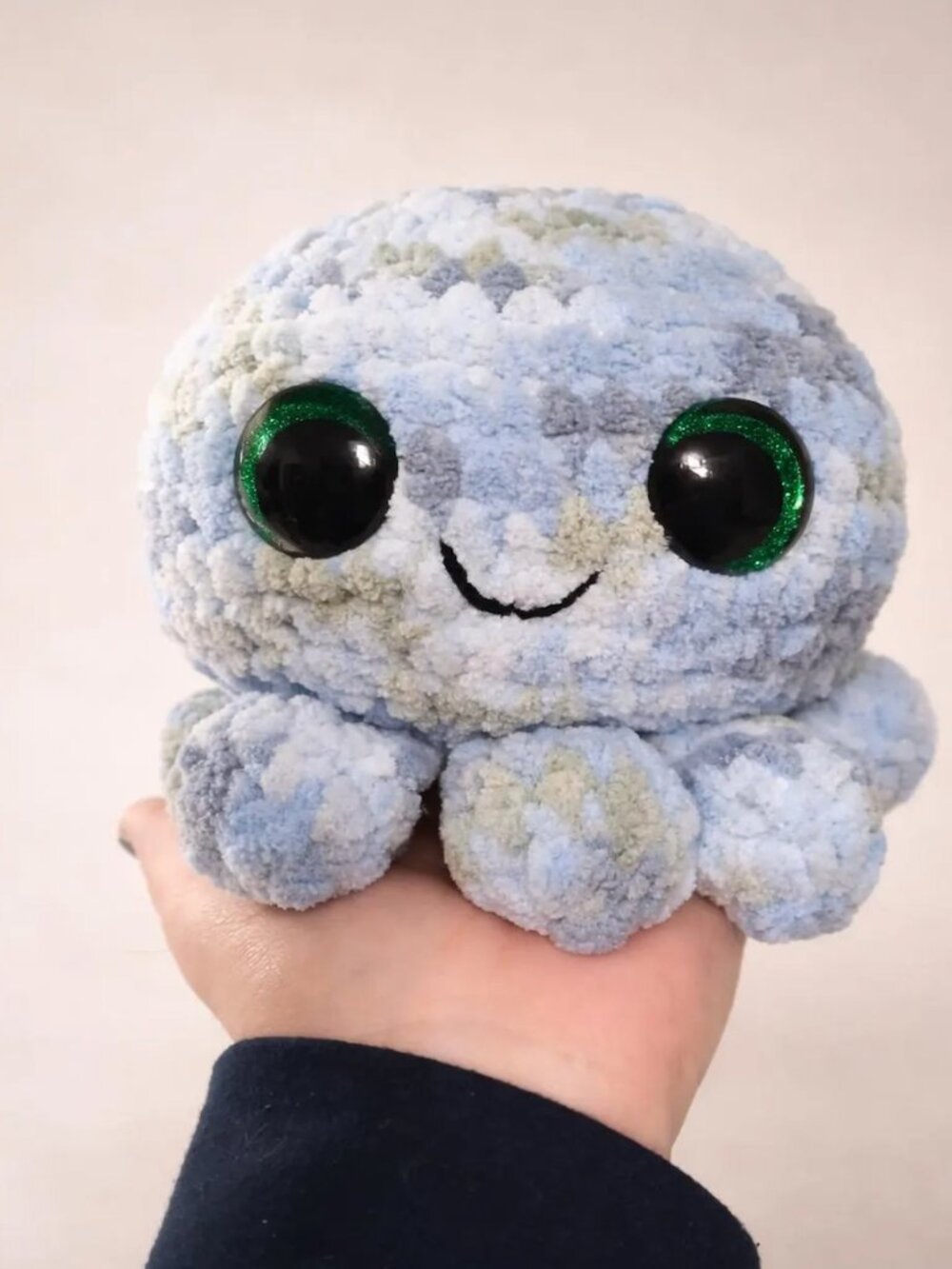 Handmade Crochet Octopus With Pouch and Two Babies